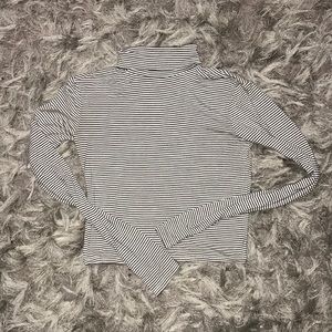 Cropped Black and White Cowl Neck Shirt